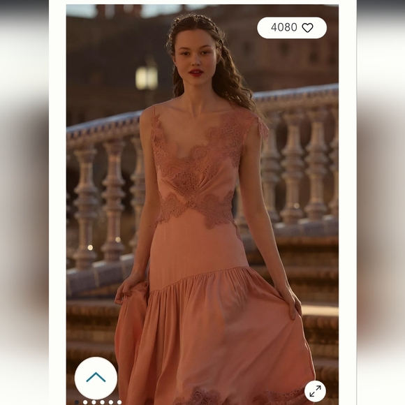 BHLDN Evelyn Lace V-Neck High-Low Midi Dress Nwt LARGE - Picture 1 of 7